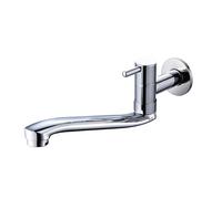 XSDSM Robinet Eau Froide Mural Cuisine Rotation à 180° Robinet D'Évier de Cuisine à Poignée Unique en Cuivre G1/2,Chrome,20 CM