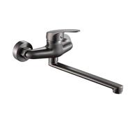 XSDSM Robinet Evier De Cuisine Mural Gris Pistolet Mitigeur À Levier Unique Sortie Courte pour Évier À Linge,25 cm