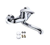 XSDSM Robinet Evier De Cuisine Mural Robinet Multifonction Mitigeur À Levier Unique Argent Chaud Et Froid pour Évier À Linge,30 cm