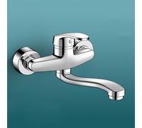 XSDSM Robinet Evier De Cuisine Robinet Mural Laiton Mitigeur Monocommande Froid Et Chaud Argent 360 °,25 cm