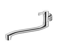 XSDSM Robinet Evier Mural, Rotation à 360° Robinet D'Eau Froide Simple avec Tuyau de Sortie D'Extension Horizontale, Poignée à Ouverture Rapide à 90° G1/2,Chrome,30 CM