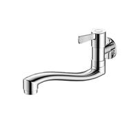 XSDSM Robinet Evier Mural, Rotation à 360° Robinet D'Eau Froide Simple avec Tuyau de Sortie D'Extension Horizontale, Poignée à Ouverture Rapide à 90° G1/2,Chrome,20 CM