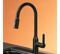 XSDSM Robinet Evier Robinet Cuisine Douchette Extractible Rotation À 360 ° Trois Modes De Sortie D'Eau Robinets Mitigeur En Laiton À Poignée Unique,Noir