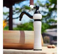 XSDSM Robinet Exterieur Pivotant À 360 ° Design Jade Robinet De Jardin À Poignée Unique Eau Chaude Et Froide Corps En Laiton,Jade Noir + Blanc