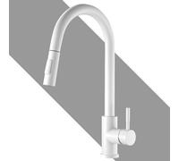 XSDSM Robinet Extractible Cuisine Deux Modes De Pulvérisation D'Eau Robinet Evier En Acier Inoxydable Eau Chaude Et Froide,Blanc