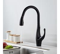 XSDSM Robinet Extractible Rotation 360 ° Deux Modes De Sortie D'Eau Robinet Cuisine En Laiton Robinets De Bar,Noir