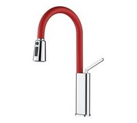 XSDSM Robinet Extractible Trois Modes De Pulvérisation D'Eau Robinet Cuisine Laiton Robinets Cuisine Flexible Eau Chaude Et Froide,Rouge