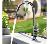 XSDSM Robinet Jardin Laiton avec Raccord De Machine À Laver 1/2 Pouce Pivotant À 360 ° Débit D'Eau Double Mode Robinet Extérieur Antigel Eau Froide Uniquement,Gris Pistolet