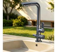 XSDSM Robinet Machine À Laver avec Connecteur Tuyau De 1/2 Pouce Robinet Extérieur Eau Froide Pivotant À 360 ° Trou Unique pour Jardin Ou Salle De Bain,Gris Pistolet