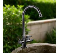 XSDSM Robinet Machine À Laver Pivotant À 360 ° avec Raccord De Tuyau 1/2 Robinet Exterieur Jardin Laiton Eau Froide Uniquement Trou Unique,Noir