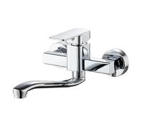 XSDSM Robinet Mitigeur Mural pour Evier De Cuisine Ou Lavoir Rotatif À 360 ° Argent Mitigeur Monocommande Froid Et Chaud,25 cm