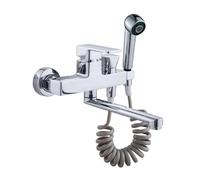 XSDSM Robinet Mural Cuisine avec Pistolet Pulvérisateur 2 Modes De Fonctionnement Mitigeur Cuisine Pivotant À 360 ° Chrome Chaud Et Froid,30 cm