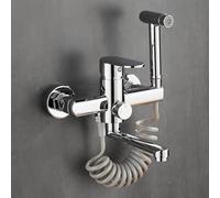 XSDSM Robinet Mural Cuisine avec Pistolet Pulvérisateur Robinet Evier De Cuisine Mitigeur Monocommande Chaud Et Froid En Laiton Chromé,30 cm