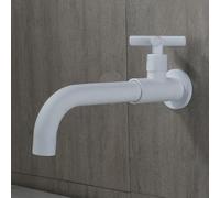 XSDSM Robinet Mural Cuisine Eau Froide Mitigeur Cuisine Inox Pivotant À 360 ° G1/2 Pouces 21CM,Blanc