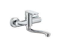 XSDSM Robinet Mural Evier De Cuisine Laiton Chrome Sortie Courte Flexible Robinet Cuisine À Double Trou,25 cm