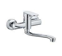 XSDSM Robinet Mural Evier De Cuisine Laiton Chrome Sortie Courte Flexible Robinet Cuisine À Double Trou,30 cm
