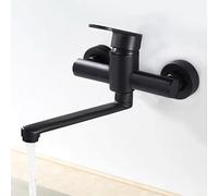 XSDSM Robinet Mural pour Évier À Linge Robinet De Cuisine En Acier Inoxydable Poignée Unique 23cm,Noir