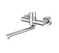 XSDSM Robinet Mural Robinets D'Évier De Cuisine Robinetterie Mitigeur Monocommande Froid Et Chaud Double Trou,Brossé