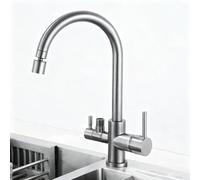 XSDSM Robinet Salle Bain Hauteur 36cm avec Interface Machine À Laver Robinet Lavabo Double Mode Trou Unique Double Poignée,Gris Pistolet