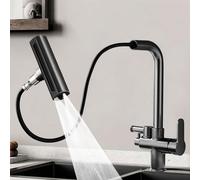 XSDSM Robinet Salle De Bain Extractible avec Interface Filetée G1/2 Mitigeur Lavabo Quatre Modes De Sortie D'Eau,Gris Pistolet