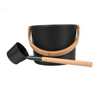 xsecchio di sauna con mestolo 7l sauna finlandesi neri in alluminio secchio sauna cucchiaio sauna manico lungo secchio d'acqua sauna set set finlandese bottente sacca secchio sauna