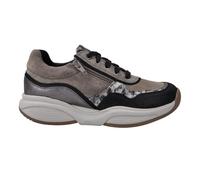 Xsensible Baskets élégantes SWX11, semelle confortable, cuir extensible, largeur H, Noir combiné, 38.5 EU Large