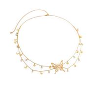 XSFAMGB 1 chaîne de Ceinture de Ventre Creuse for Femmes, Bikini d'été, Pendentif Pompon en Cristal, Lien for Le Corps(Gold)