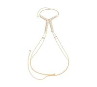 XSFAMGB Collier chaîne de Poitrine en Perles Rondes for Femmes, Simple Lien en cuivre, Bijoux de Corps for Bikini et Plage(B)