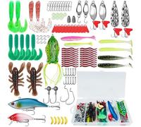 XSHAO® 107 Pièces Leurre Peche, Leurre Peche Carnassier avec Boîte Leurre Souple pour la Pêche en Eau Douce et en Eau Salée