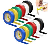 XSHAO® 12 Pcs Scotch Isolant Électrique Couleur, 16 mm x 20 m Ruban Isolant Electrique Ruban Adhésif PVC Étanche Pour Projets de Fil, Isolation et Réparation de Fils Cassés