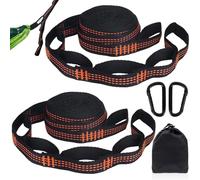 XSHAO® 2 pièces Sangle pour Hamac, 2m*2,5cm Attache Hamac Arbre avec 2 Mousquetons, Fixation pour Balançoire/Camping/Voyages (Orange)