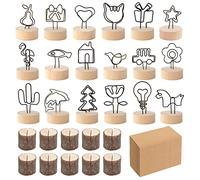 XSHAO® 28 Pcs Porte Nom Mariage, 19 Styles Vintage Marque Place Bois avec 30pcs Carton Kraft pour Décoration Usage Quotidien Réceptions Événements d'Entreprise Mariage Restaurant Bar Fête