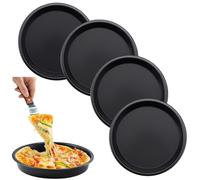 XSHAO® 4 Moule à Pizza, Plaque à Pizza 18cm Moule à Pizza Ronde avec Revêtement Antiadhésif Moule à Quiche pour Pizza/Tarte Flambée/Gâteau