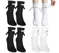 XSHAO® 4 Paires Chaussettes Magnétique, Chaussettes Aimantées Couple Chaussette Qui Se Tiennent la Main pour Amis/Famille/Partenaire/Enfants/Fête/Unisexe