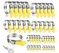 XSHAO 40 Pièces Collier Serrage Inox, 8-44mm Réglable Collier Durite avec ÉcrouPapillon Jaune pour Tuyau de Piscine Tuyau à Gaz Tuyau D'arrosage Robinet Machines à Laver etc (8 tailles)
