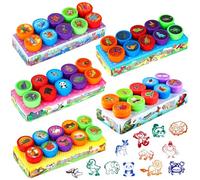 XSHAO® 50 Pcs Tampons Enfants, Multicolore Animaux Coffret Tampon, Tampon Auto-encreur pour Enfants, pour Fêtes D'enfants/Prix Scolaires/Cadeaux D'anniversaire