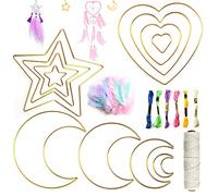 XSHAO Kit Attrape Rêve Bricolage,avec Cercle Attrape Reve Metal,Corde Macramé,Fil Tressé Colorée et Plumes,pour DIY Artisanat,Attrape-Rêves,Tricot,Murale Décoration
