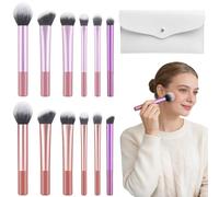 XSHAO Lot de 12 pinceaux de maquillage Real Techniques - Avec trousse de beauté - Pour le visage et les yeux - Poudre crémeuse ou liquide