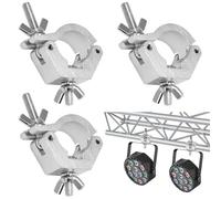 XSHAO® Lot de 3 pinces de traverse - 29-35 mm - Fermeture rapide Truss O Clamp pour éclairage de scène - Support d'éclairage - Capacité de charge de 80 kg - Argenté