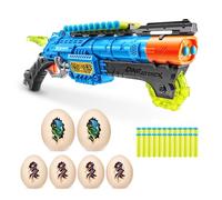 XSHOT Dino Attack Claw Hunter Fléchettes en Mousse (24 fléchettes, 2 œufs Moyens, 4 Petits œufs), Bleu Jouet Blaster