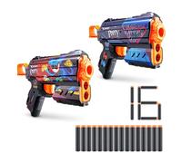 XSHOT Skins Flux Blaster - Poppy Playtime (Lot de 2 Jumpscare & Toony avec 16 fléchettes), Recharge Facile, Technologie de fléchettes Air Pocket - Blaster en Mousse Jouet pour Enfants, Adolescents et