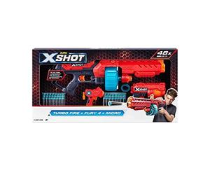 XSHOT Turbo Fire & Fury 4 & Micro Pistolet jouet 48 fléchettes