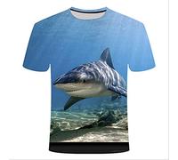 XSHUHANP Hommes 3D Imprimé T-Shirts T-Shirt De Pêche Style Décontracté Numérique Poisson À Manches Courtes Col Rond Mer Plage De Sable Dessin Animé Rivière Requin Confort Yacht XL