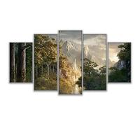 XSHUHANP Impressions sur Peinture Peintures sur Toile Mur Art Prints Cadre 5 Pièces Château dans Les Montagnes Images Le Seigneur des Anneaux Affiches Salon Décor