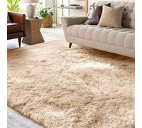 XSIVOD Tapis moelleux à poils longs, beige, lavable, pour salon, antidérapant, extra large, doux, moderne, pour chambre à coucher, pour chambre d'enfant