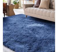 XSIVOD Tapis moelleux à poils longs, bleu cobalt, lavable, 200 x 230 cm, antidérapant, extra large, doux, moderne, pour chambre à coucher, chambre à coucher