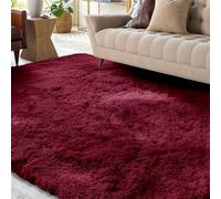 XSIVOD Tapis moelleux à poils longs, lavable, pour salon, antidérapant, extra large, doux, moderne, pour chambre à coucher, convient à la chambre à coucher, bordeaux, 140 x 200 cm