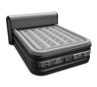 Xsleep Matelas pneumatique Queen de 45,7 cm de haut avec bouton de démarrage en 1 à 3 minutes, gonflage/dégonflage rapide pour tous les emplacements intérieurs et extérieurs, gris et noir