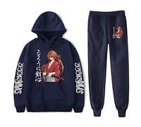 XSLGOGO Rurouni Kenshin Hoodie & Pantalons Deux Ensembles Unisexe Loisirs Lâche Sweat Pantalons De Survêtement Anime Himura Kenshin Cosplay À Capuche Pantalon De Survêtement Costume