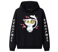 XSLGOGO Sweat à Capuche Suzume no Tojimari Harajuku Suzume Sweat à Capuche Pull à Manches Longues Sweat Kawaii Cartoon Suzume Daijin Cats